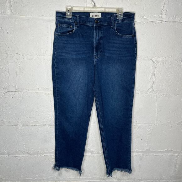 Boden Denim - Boden Women's High Rise Classic Slim Jeans Frayed Raw Hem Size 31 x 32